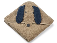 Liewood dog/oat mix hooded baby towel Albert